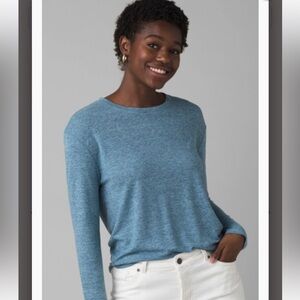 Prana cozy up long sleeve tee in reed heather (blue)